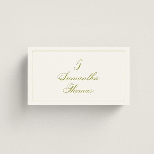 This is a cream wedding place cards with standard by Nicole Dragomir called wild berry watercolor printing on signature in placecard