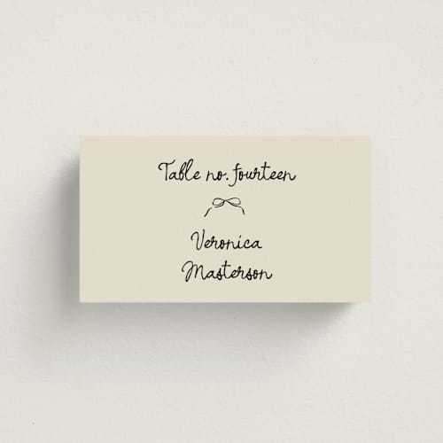 This is a tuxedo wedding place cards with standard by Jelena Vuletic called inkwoven printing on signature in placecard