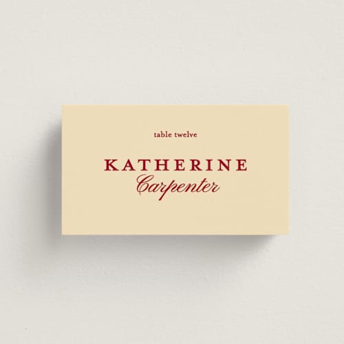 This is a butter wedding place cards with standard by Creo Study called modern simplicity printing on signature in placecard
