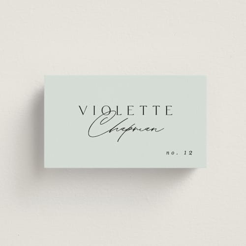 This is a sky wedding place cards with standard by Kelly Schmidt called merryvale printing on signature in placecard
