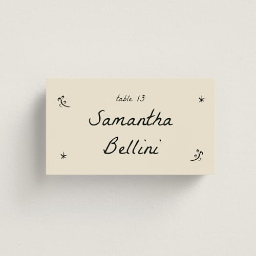 This is a vanilla wedding place cards with standard by Ani Somi called roses printing on signature in placecard