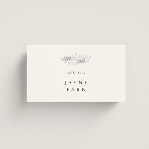 This is a classic white wedding place cards with standard by Design Lotus called a thousand years printing on signature in placecard