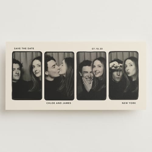 This is a latte save the date with standard by Creo Study called vintage frames printing on recycled smooth signature in tall