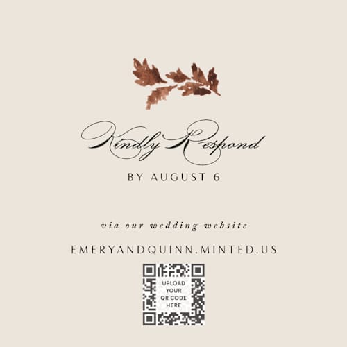 This is a autumn rsvp postcards with standard by Kate Ahn called poetique printing on signature in postcard