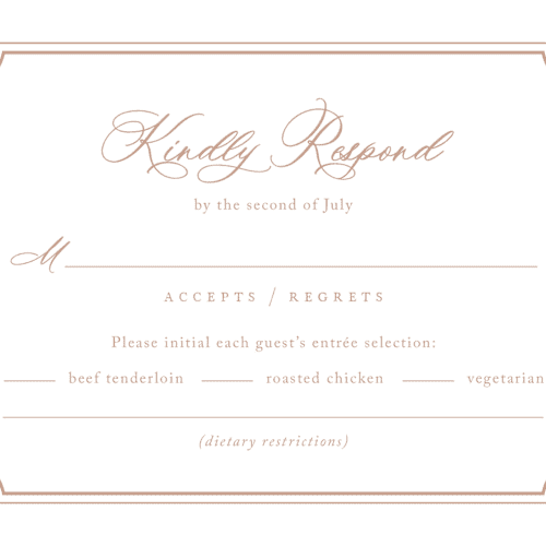 This is a dusty pink rsvp postcards with standard by Jennifer Postorino called avery printing on signature in postcard