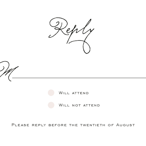 This is a blush rsvp postcards with standard by Kim Dietrich Elam called estate printing on signature in postcard