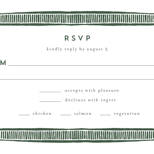 This is a fern rsvp postcards with standard by Katharine Watson called block print frame printing on signature in postcard