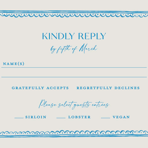 This is a ocean rsvp postcards with standard by Pati Cascino called mediterraneo printing on signature in postcard