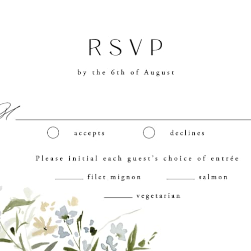 This is a lily rsvp postcards with standard by Everett Paper Goods called fleur printing on signature in postcard
