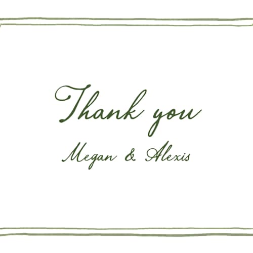 This is a moss thank you postcards with standard by Cass Loh called handwritten printing on signature in postcard