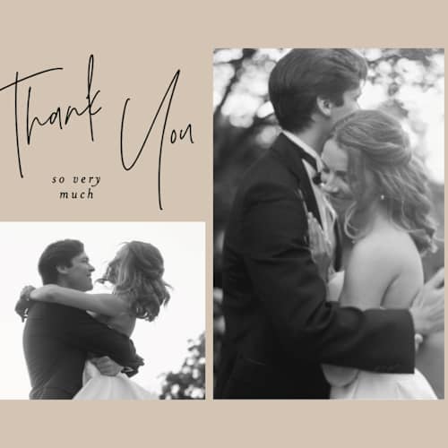 This is a sand thank you postcards with standard by JoAnn Jinks called signature frames printing on signature in postcard
