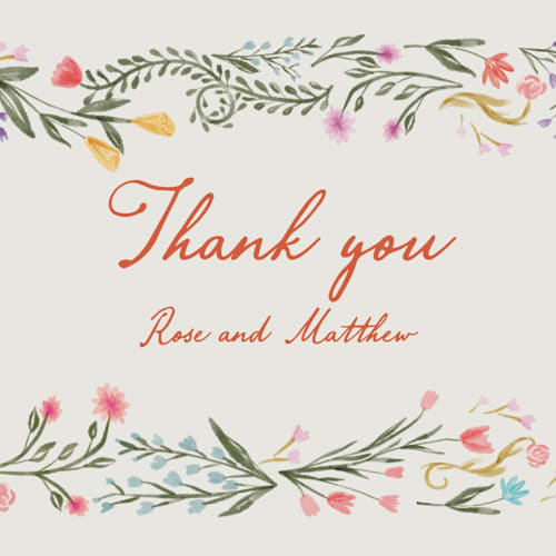 This is a sunset thank you postcards with standard by Maja Cunningham called chantilly printing on signature in postcard