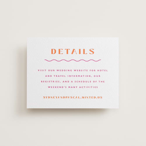This is a flamingo letterpress wedding invitations with letterpress by Olivia Raufman called tanti baci printing on white cotton in standard