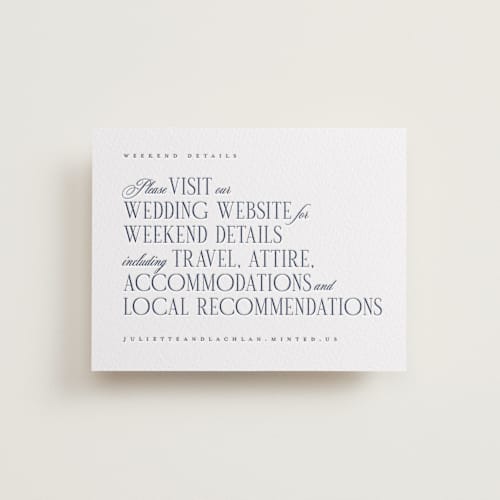 This is a blueberry letterpress wedding invitations with letterpress by Hudson meet Rose called london printing on white cotton in standard