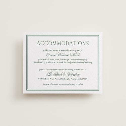 This is a evergreen letterpress wedding invitations with letterpress by letterfix called fresh classic printing on white cotton in standard