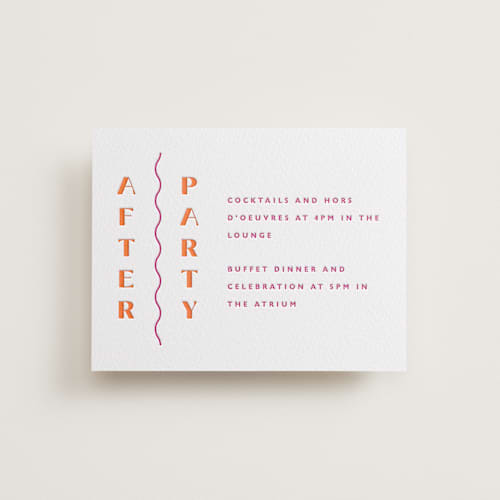 This is a flamingo letterpress wedding invitations with letterpress by Olivia Raufman called tanti baci printing on white cotton in standard