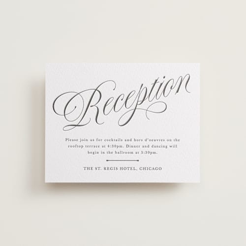 This is a soft black letterpress wedding invitations with letterpress by Kate Ahn called mirin printing on white cotton in standard