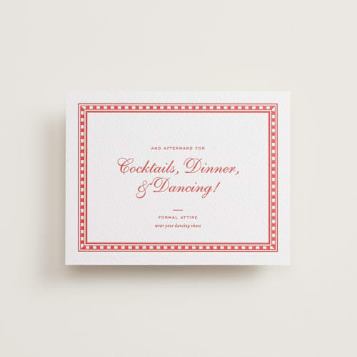 This is a ruby letterpress wedding invitations with letterpress by Megan Davis called larkin printing on white cotton in standard