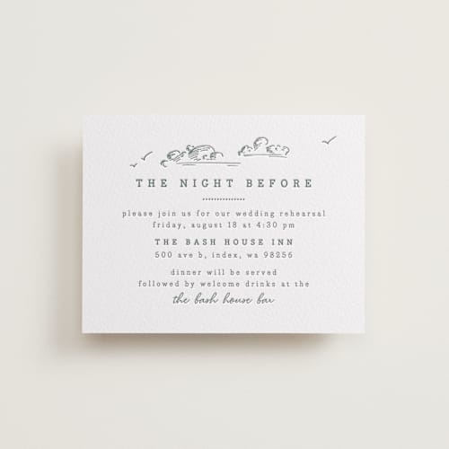 This is a pacific blue enclosure cards with letterpress by Anastasia Makarova called fresh air printing on white cotton in standard
