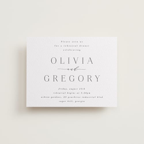 This is a soft black enclosure cards with letterpress by Hooray Creative called classy type printing on white cotton in standard