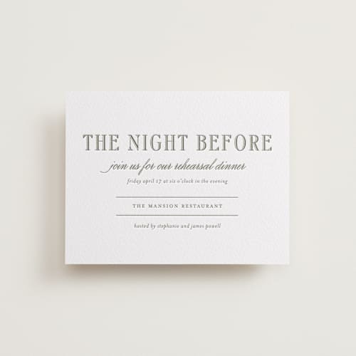 This is a artichoke enclosure cards with letterpress by Megan Davis called hepburn printing on luxe white cotton in standard