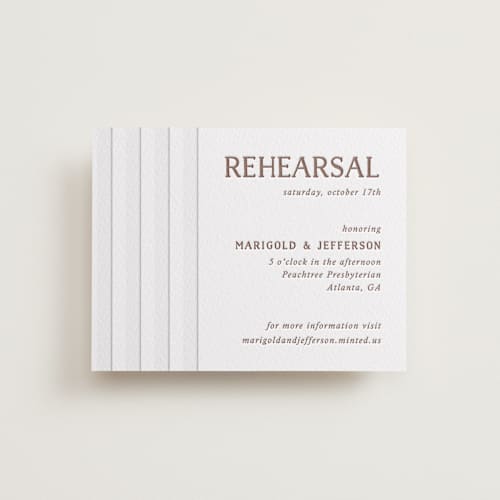 This is a burnt sienna enclosure cards with letterpress by Kelly Watkins called stripes printing on white cotton in standard