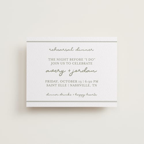 This is a artichoke enclosure cards with letterpress by Brittney Jensen called the verdure suite printing on white cotton in standard