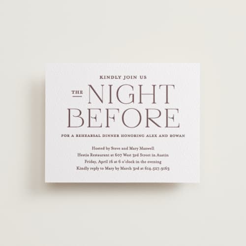 This is a clove enclosure cards with letterpress by Oscar and Emma - Karly Depew called quiet luxury printing on white cotton in standard