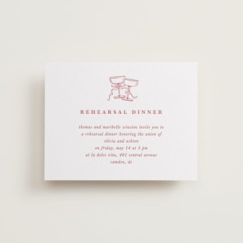 This is a maraschino enclosure cards with letterpress by Charter Oaks Creative called classic cherries printing on white cotton in standard