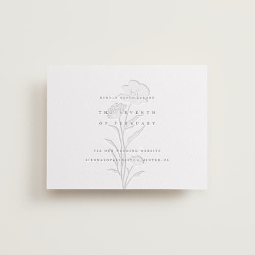 This is a cacao bean | blind deboss rsvp cards with letterpress by chocomocacino called shiruko printing on white cotton in standard
