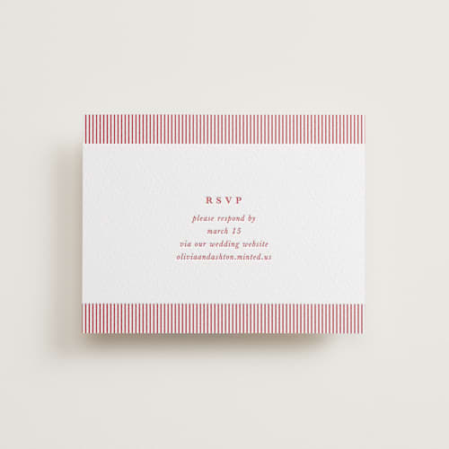 This is a maraschino rsvp cards with letterpress by Charter Oaks Creative called classic cherries printing on white cotton in standard