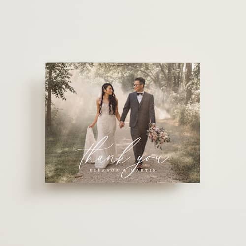 This is a sky wedding thank you cards with standard by Kelly Schmidt called corner printing on recycled smooth signature in standard