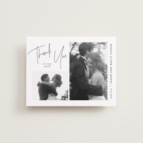 This is a cloud wedding thank you cards with standard by JoAnn Jinks called signature frames printing on recycled smooth signature in standard