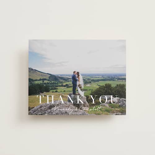 This is a navy wedding thank you cards with standard by Kasia Labocki called wedding stamp printing on recycled smooth signature in standard