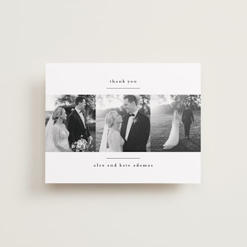 This is a crisp snow wedding thank you cards with standard by Kate Ross called modern minimalist printing on recycled smooth signature in standard