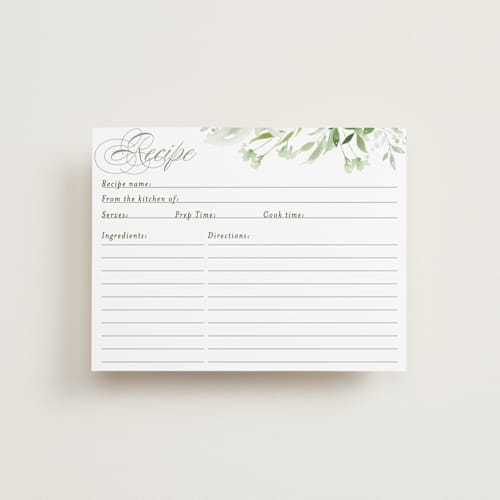 This is a garden bridal shower insert cards with standard by Leah Bisch called verdure printing on signature in standard
