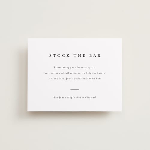 This is a snow bridal shower insert cards with standard by Minted called classic stock the bar printing on signature in standard