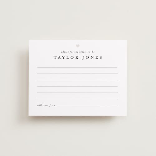 This is a snow bridal shower insert cards with standard by Minted called classic advice printing on signature in standard