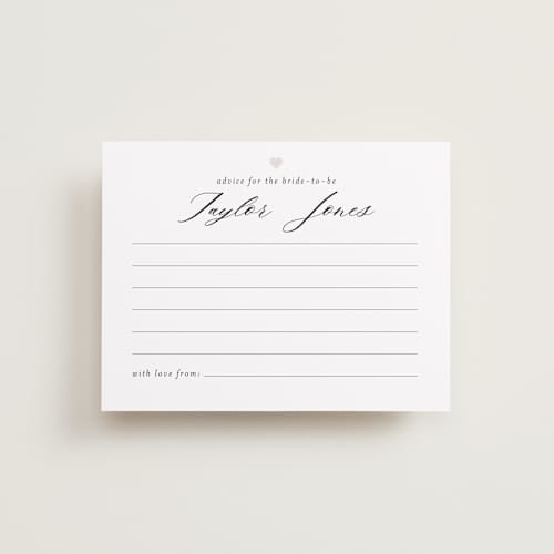 This is a cloud bridal shower insert cards with standard by Minted called script advice printing on signature in standard