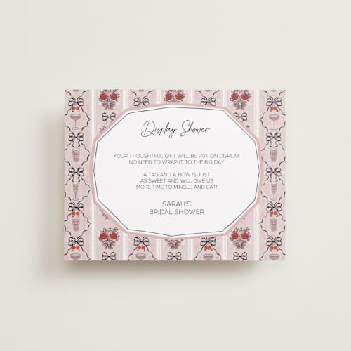 This is a pink petals bridal shower insert cards with standard by Hanna Symonovych called bridal shower wallpaper printing on signature in standard