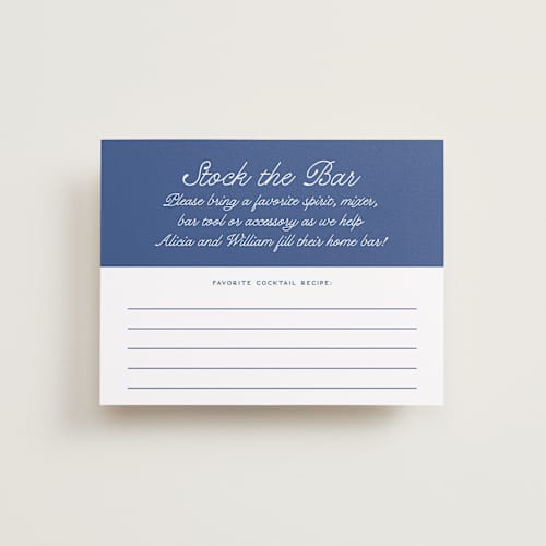 This is a ocean bridal shower insert cards with standard by Owl and Toad called veracruz printing on signature in standard