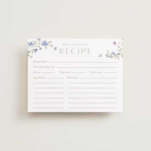 This is a wisteria bridal shower insert cards with standard by Everett Paper Goods called sweeping meadow printing on signature in standard