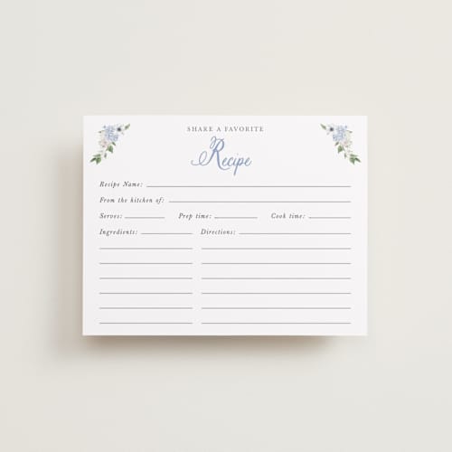 This is a periwinkle bridal shower insert cards with standard by Design Lotus called sweethearts printing on signature in standard