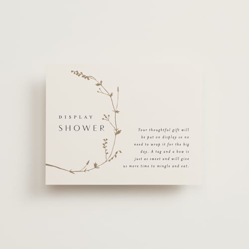 This is a eggshell bridal shower insert cards with standard by Amy Kross called vine wrap printing on signature in standard