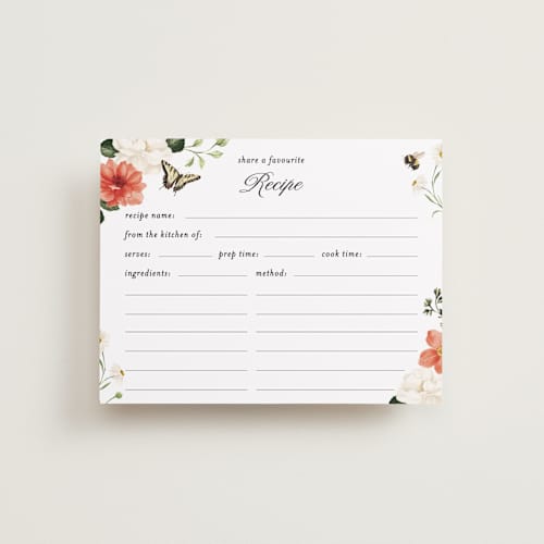 This is a verona sunset bridal shower insert cards with standard by Sarah Knight called fleur printing on signature in standard
