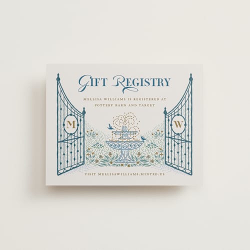 This is a garden bridal shower insert cards with standard by Paper Sun Studio called garden gate printing on signature in standard