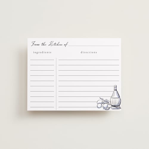 This is a powder blue bridal shower insert cards with standard by Becky Nimoy called blue chianti printing on signature in standard