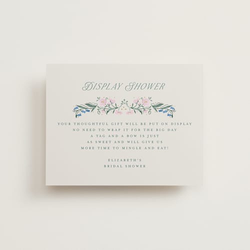 This is a evergreen bridal shower insert cards with standard by Petra Kern called book cover printing on signature in standard