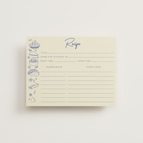 This is a blueberry bridal shower insert cards with standard by Sherley Ferreira called tacos & tequila printing on signature in standard