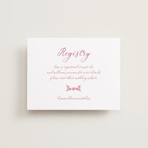 This is a cranberry bridal shower insert cards with standard by Lucrecia Caporale called fun cocktails printing on signature in standard